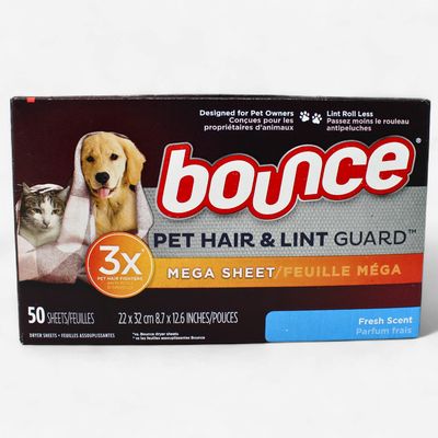 BOUNCE PET HAIR &amp; LINTGUARD FRESH SCENT DRYER MEGA SHEETS 50'S