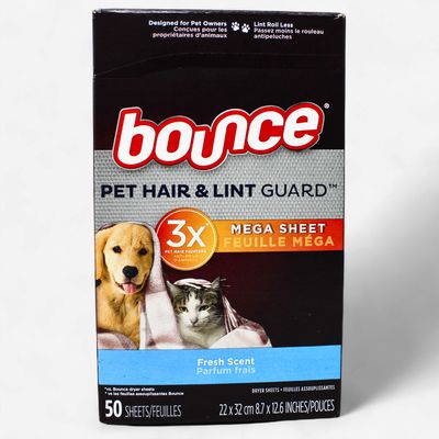 BOUNCE PET HAIR &amp; LINTGUARD FRESH SCENT DRYER MEGA SHEETS 50'S