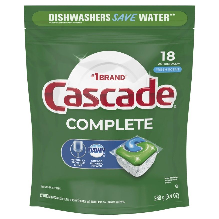 CASCADE COMPLETE ACTIONPACS FRESH SCENT 18 PACS