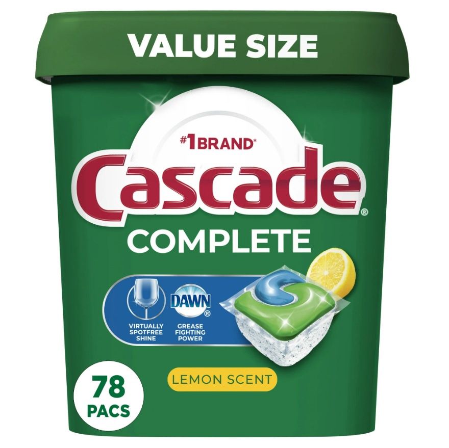 CASCADE COMPLETE ACTIONPACS LEMON SCENT 78'S (TUB)