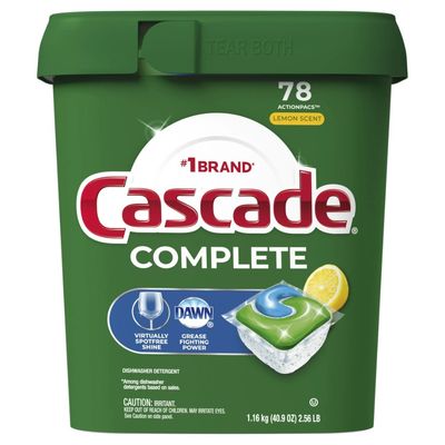 CASCADE COMPLETE ACTIONPACS LEMON SCENT 78'S (TUB)