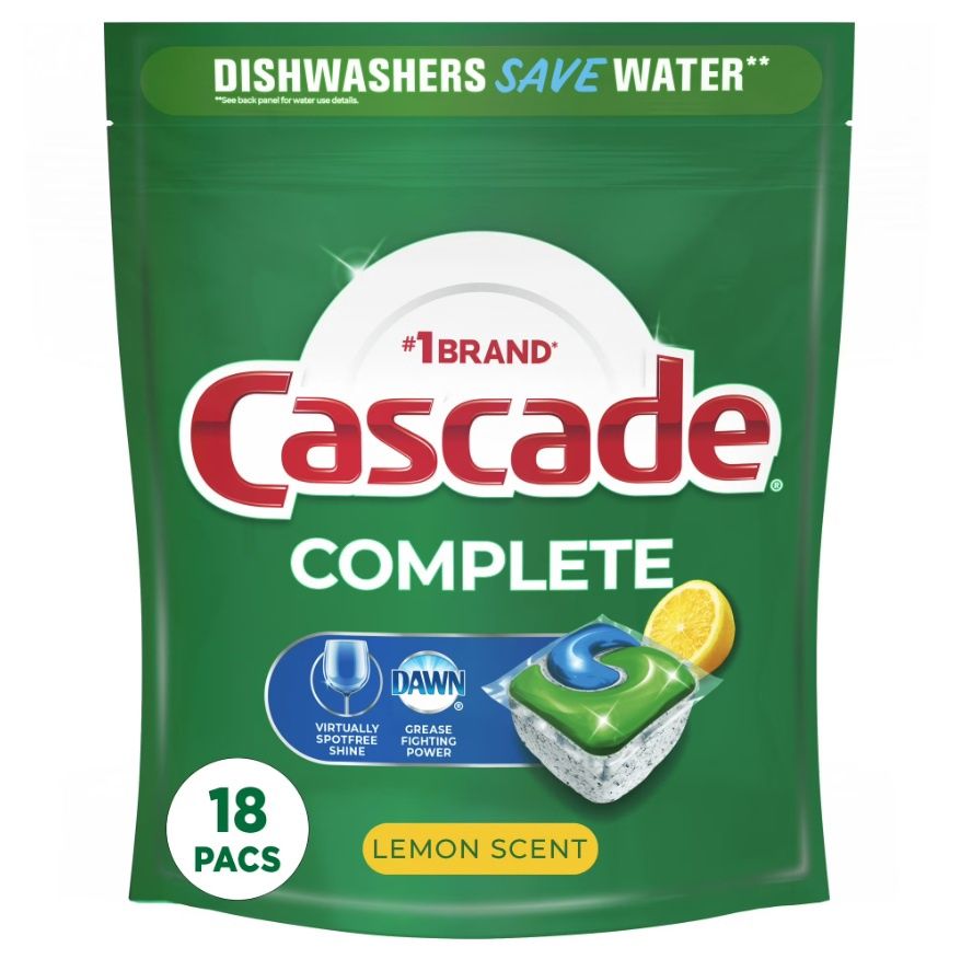 CASCADE COMPLETE ACTIONPACS LEMON SCENT 18'S