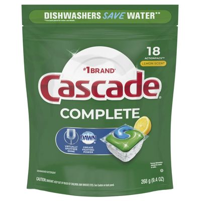 CASCADE COMPLETE ACTIONPACS LEMON SCENT 18'S