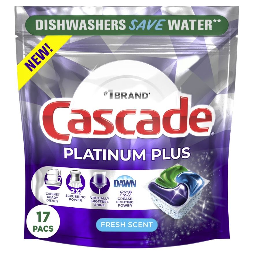 CASCADE PLATINUM PLUS ACTIONPACS FRESH SCENT 17'S