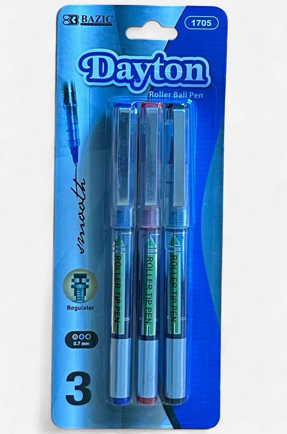 BAZIC #1705 DAYTON ROLLER BALL PEN 0.7MM (3PACK)