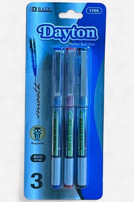BAZIC #1705 DAYTON ROLLER BALL PEN 0.7MM (3PACK)