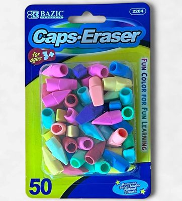 BAZIC #2204 CAPS ERASER FUN COLOR (50 PACK)