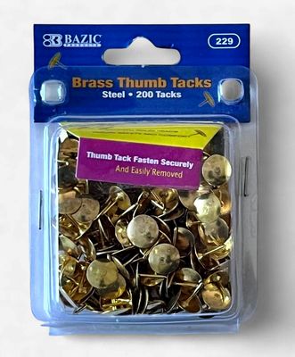 BAZIC #229 BRASS THUMB TACKS STEEL (200 TACKS)