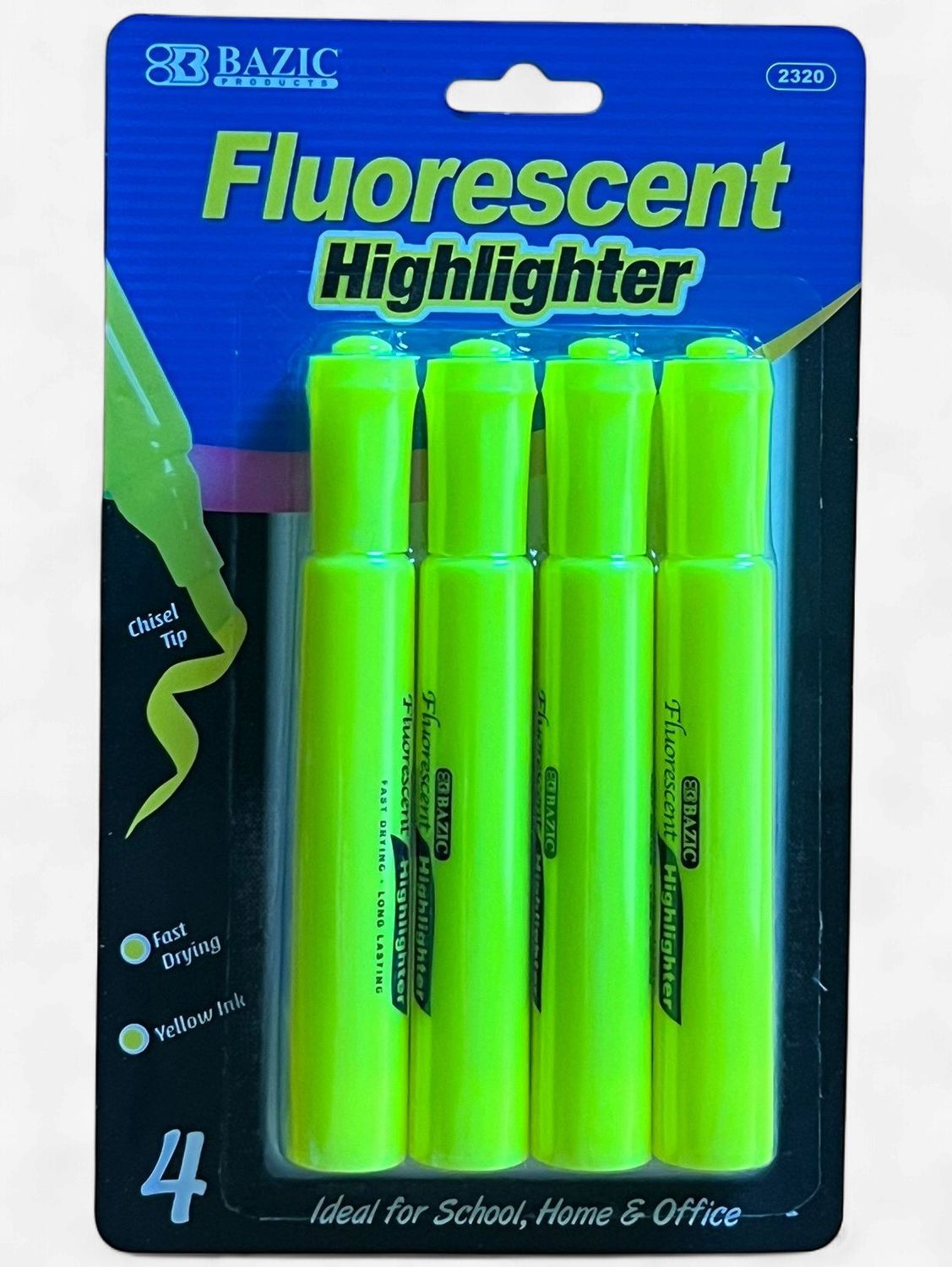 BAZIC #2320 FLURESCENT HIGHLIGHTER (4PACK)