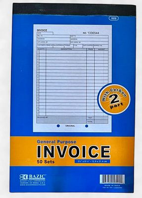 BAZIC #522 GENERAL PURPOSE INVOICE + CARBON 2PART (50 SETS)