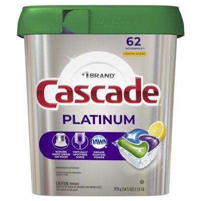 CASCADE PLATINUM ACTIONPACS LEMON SCENT 62'S (TUB)
