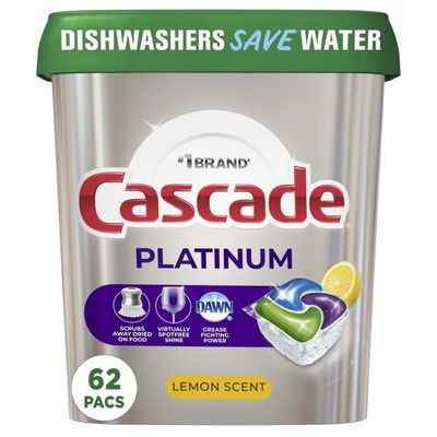 CASCADE PLATINUM ACTIONPACS LEMON SCENT 62'S (TUB)