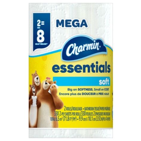 CHARMIN ESSENTIALS SOFT BATHROOM TISSUE MEGA ROLL (2PACK)