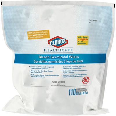 CLOROX HEALTHCARE BLEACH GERMICIDAL WIPES 110'S
