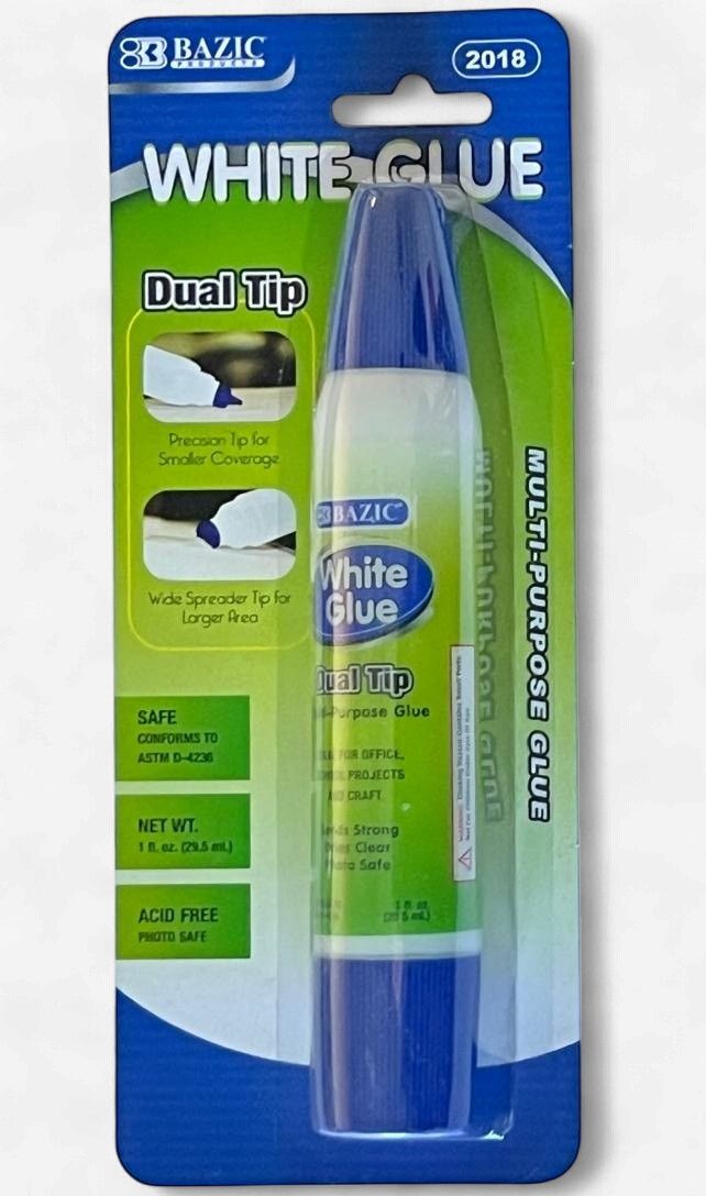 BAZIC #2018 WHITE GLUE DUAL TIP MULTI-PURPOSE 29.5ML
