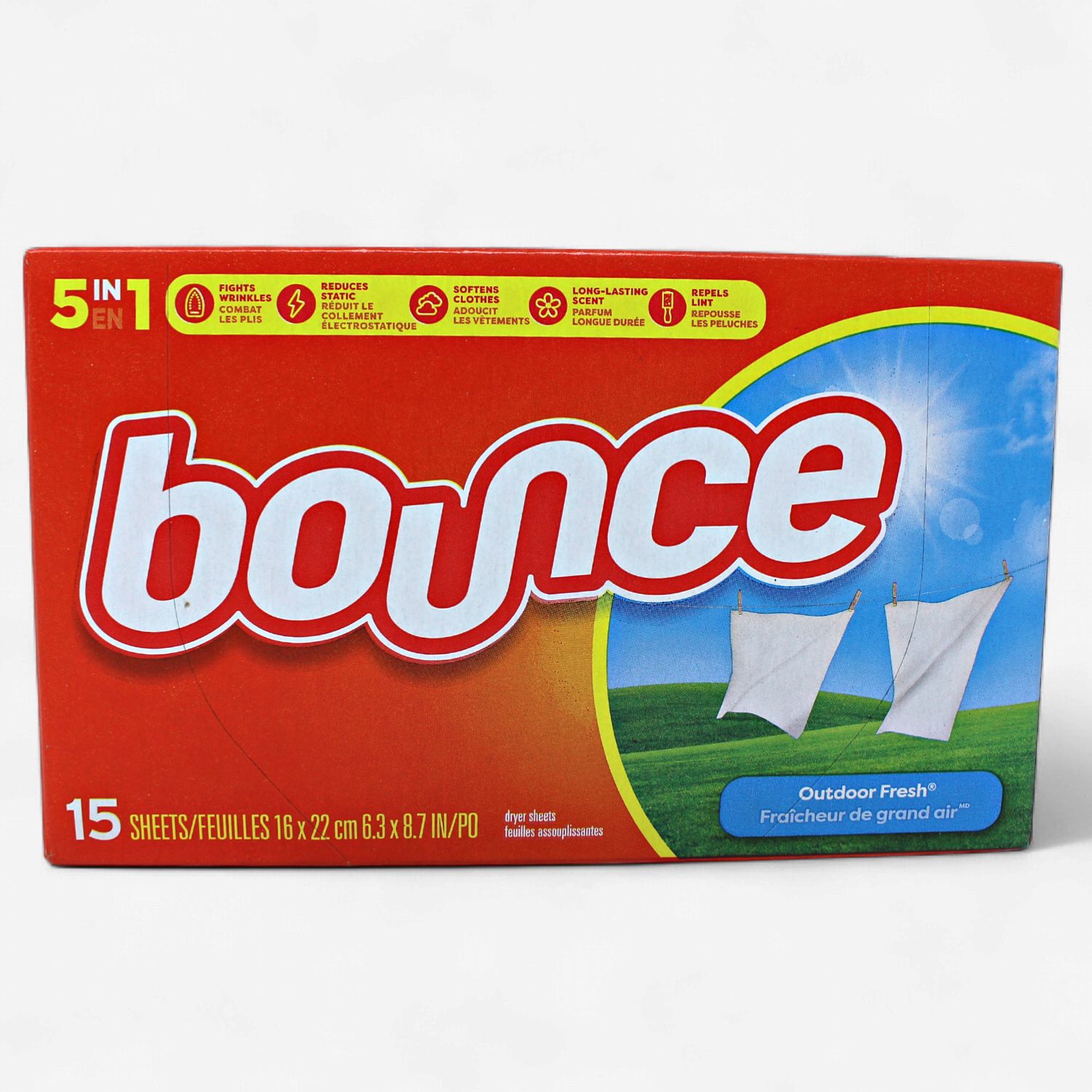 BOUNCE 5-IN-1 OUTDOOR FRESH DRYER SHEETS 15'S