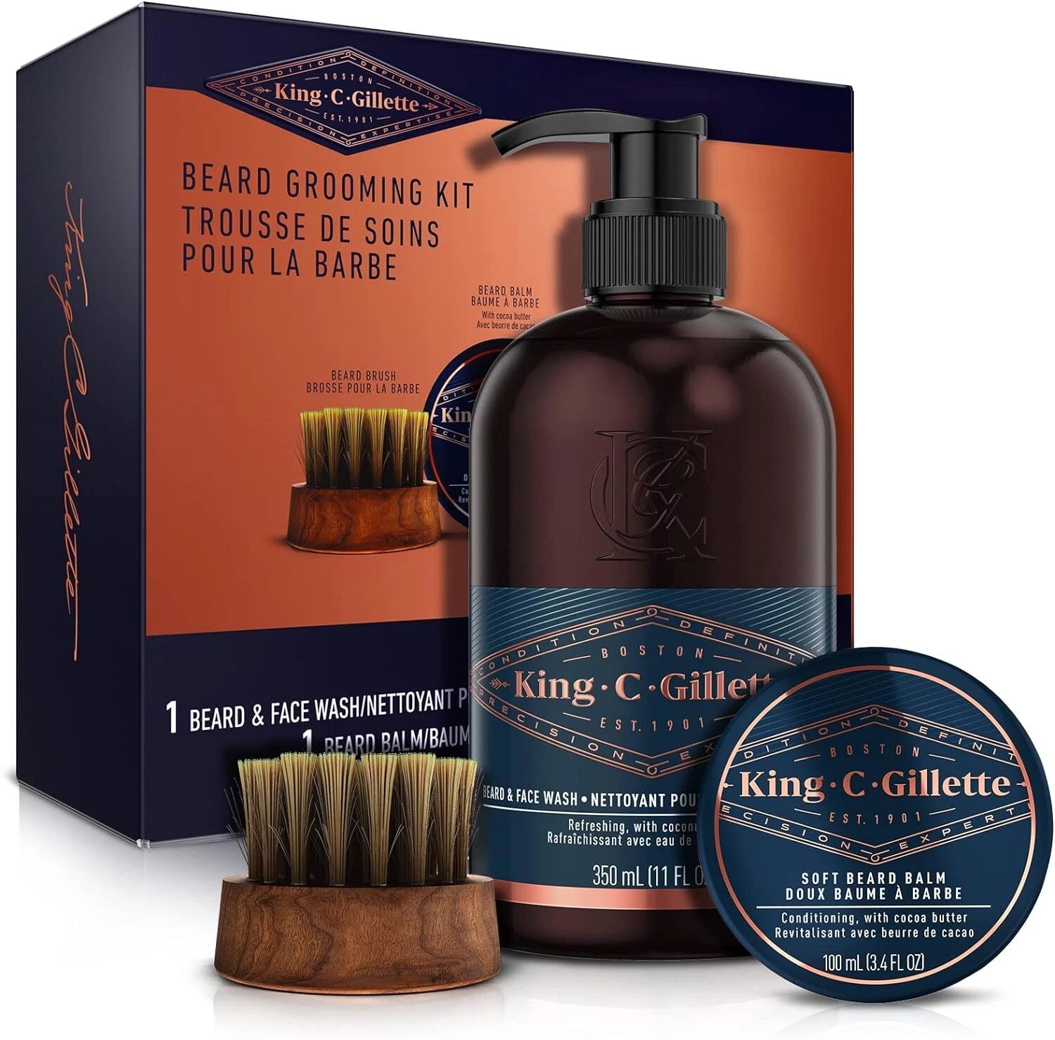 KING C GILLETTE 3 PIECE BEARD GROOMING KIT