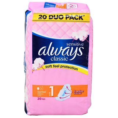 ALWAYS CLASSIC (SIZE 1) NORMAL SENSITIVE  20PADS
