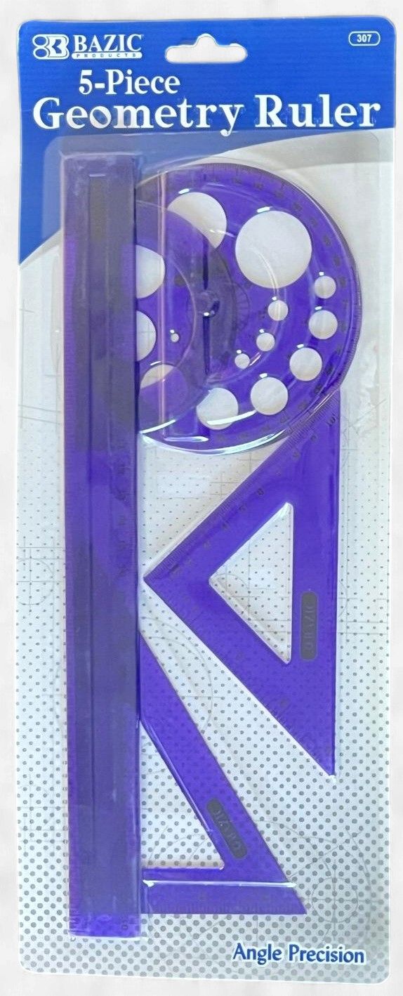 BAZIC #307 5-PIECE GEOMETRY RULER