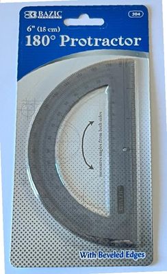 BAZIC #304 180 DEGREE PROTRACTOR 6"(15 CM) BEVELED EDGE