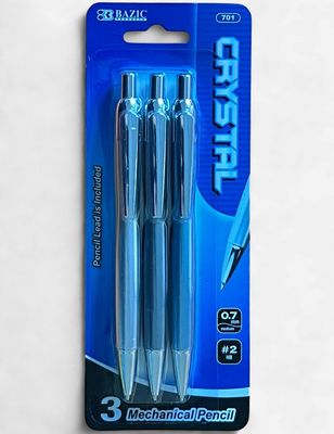 BAZIC #701 CRYSTAL MECHANICAL PENCIL 0.7MM MEDIUM #2HB (3PACK)