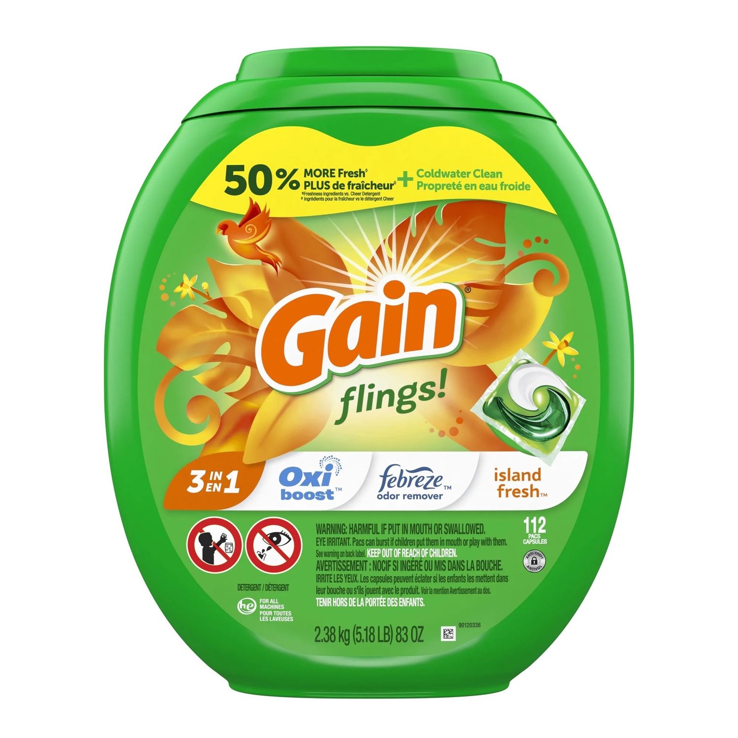 GAIN FLINGS! 2.38KG 3-IN-1 ISLAND FRESH 112'S (TUB)