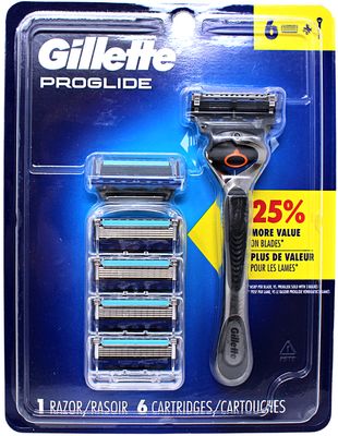 GILLETTE FUSION PROGLIDE 1RAZOR + 6CARTRIDGES