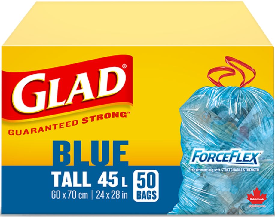 GLAD BLUE FLEXFORCE TALL 45L 50BAGS