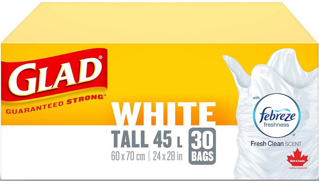 GLAD WHITE TALL FEBREZE 45L 30BAGS
