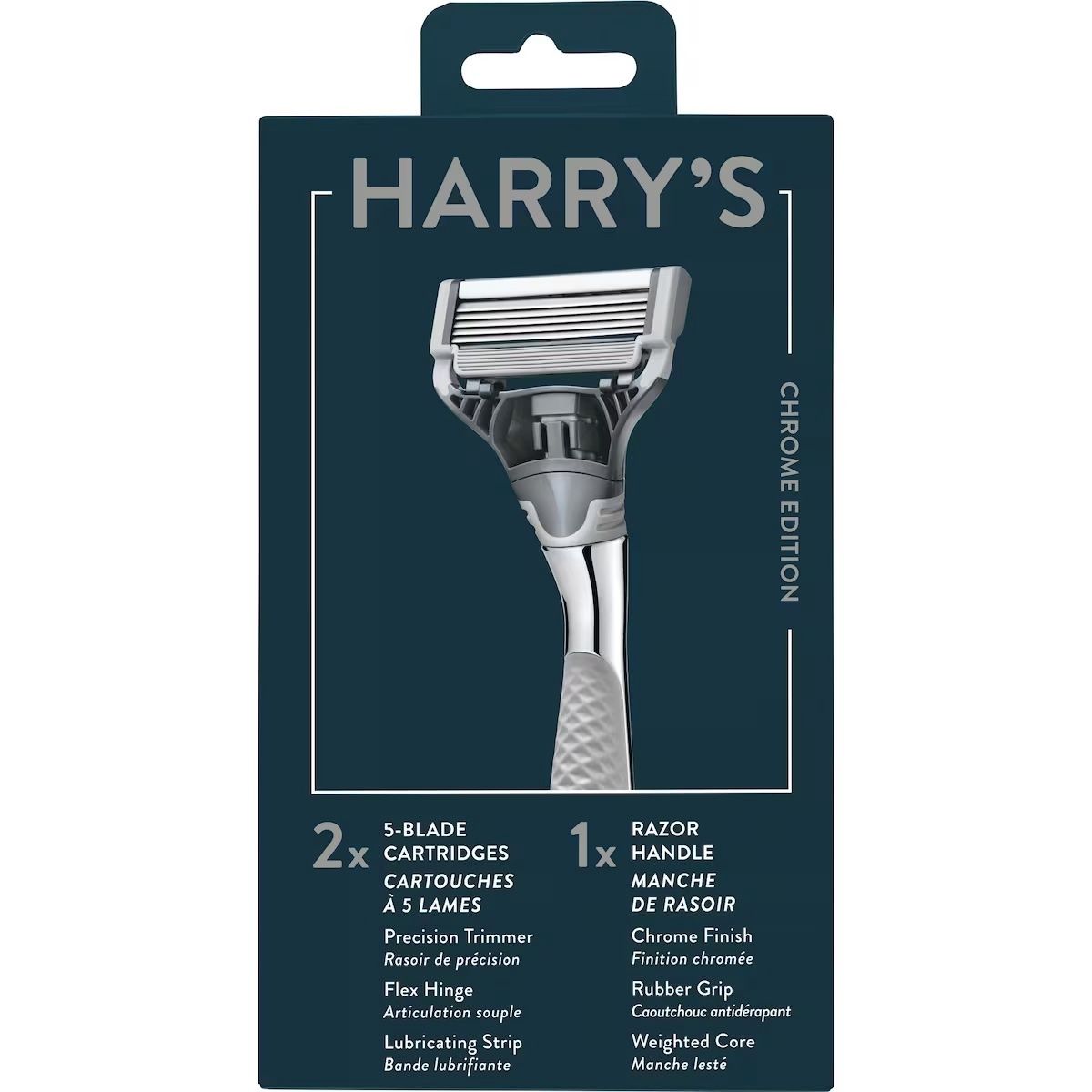 HARRY'S 5-BLADE 2CARTRIDGES + 1RAZOR HANDLE (CHROME EDITION)