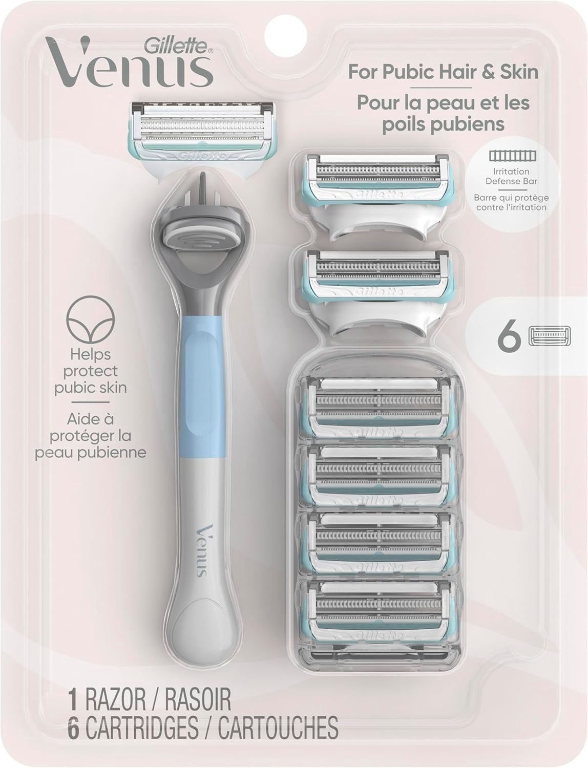 GILLETTE VENUS INTIMATE 1RAZOR + 6CARTRIDGES