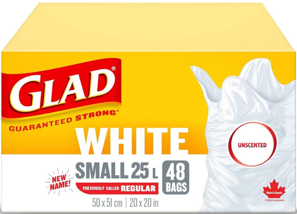 GLAD WHITE UNSCENTED SMALL 25L 48BAGS