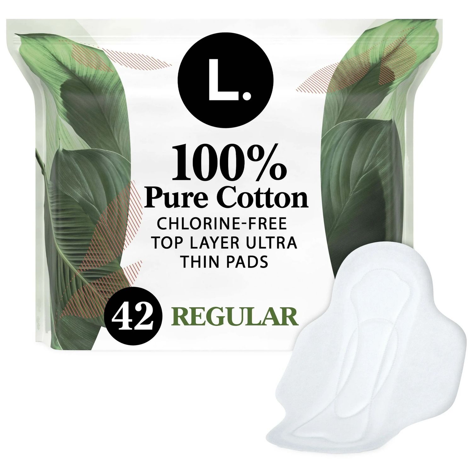 L. PURE 100% COTTON REGULAR ULTRA THIN WINGS 42 PADS