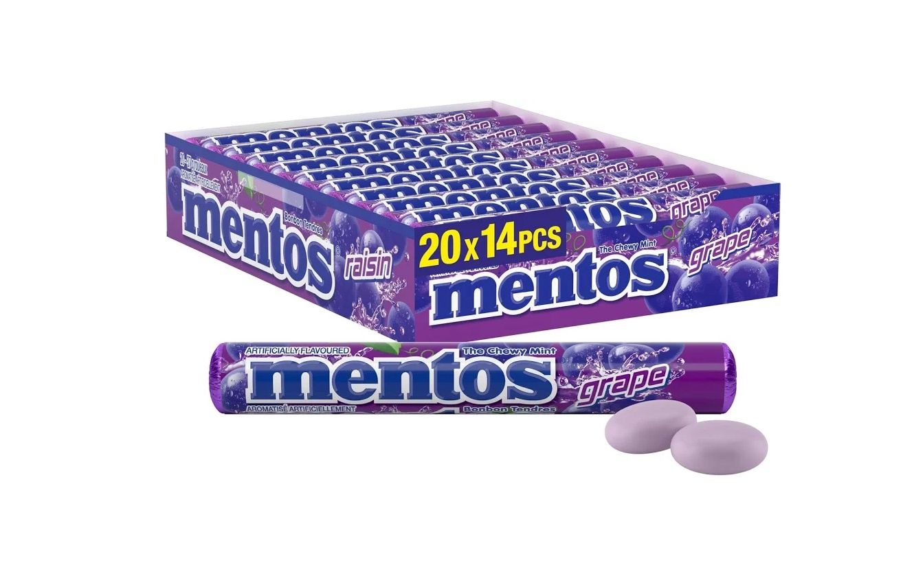 MENTOS CHEWY DRAGEES GRAPE 37G (20 PACK)