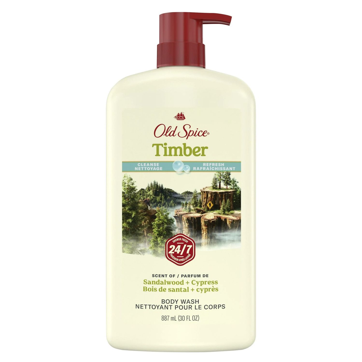 OLD SPICE BODY WASH 887ML TIMBER SANDALWOOD CYPRESS