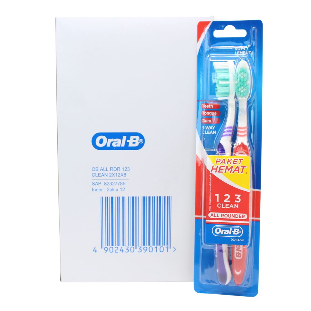 ORAL-B TOOTHBRUSH 3WAY CLEAN ALL AROUND (SOFT) (2PACK) (BOX OF 12)