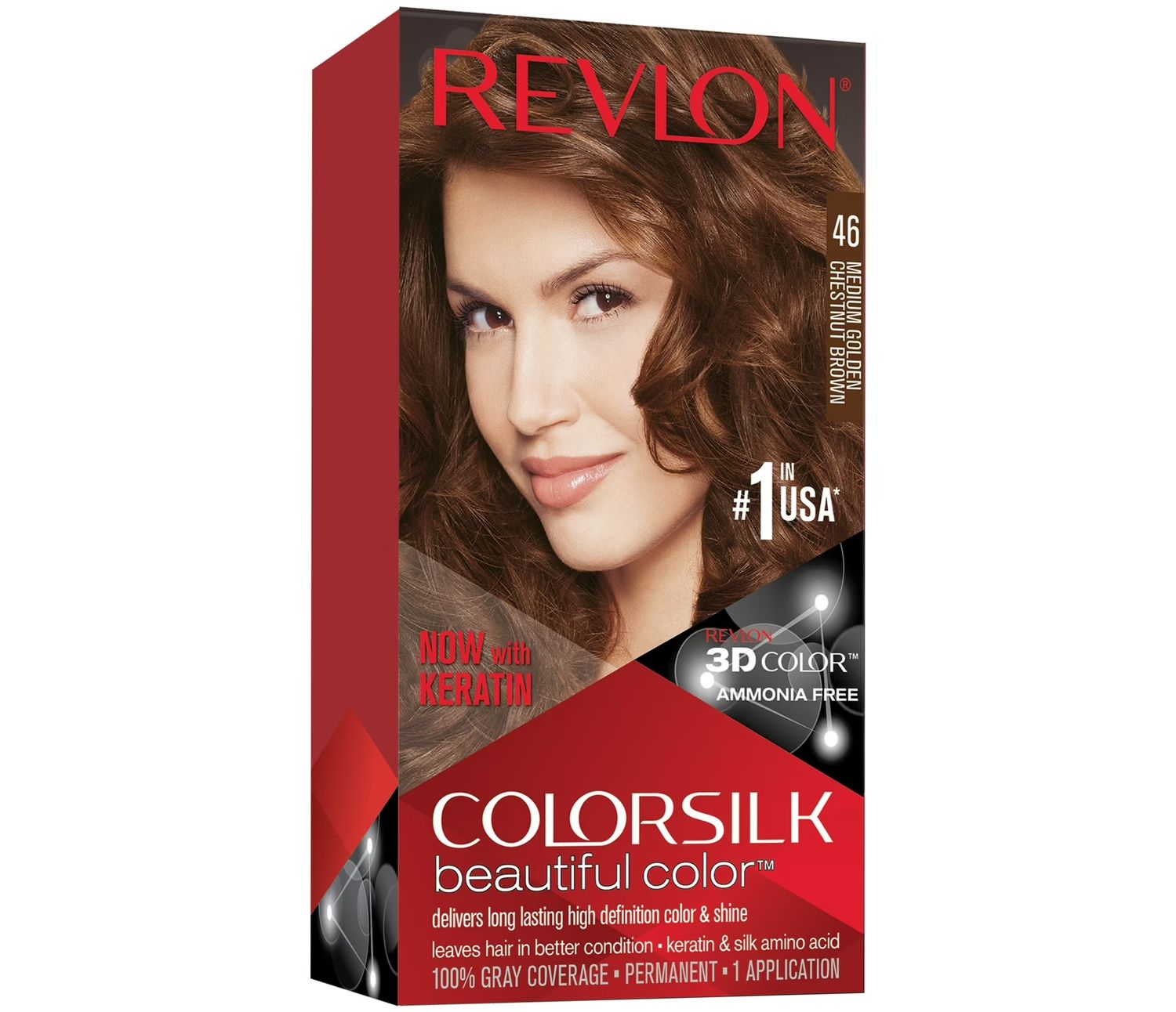 REVLON COLORSILK #46 MEDIUM GOLDEN CHESTNUT BROWN