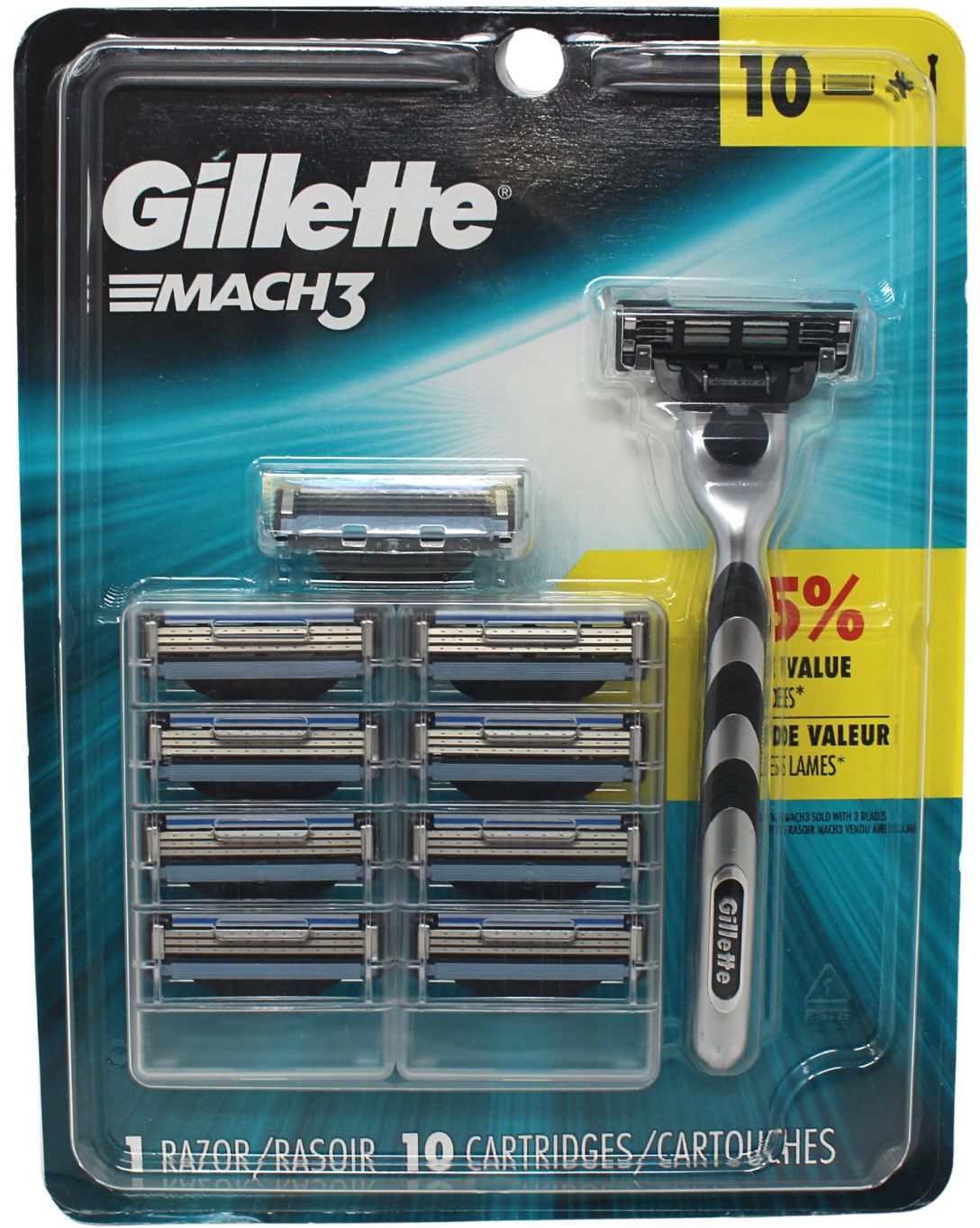 GILLETTE MACH3 1RAZOR + 10CARTRIDGES
