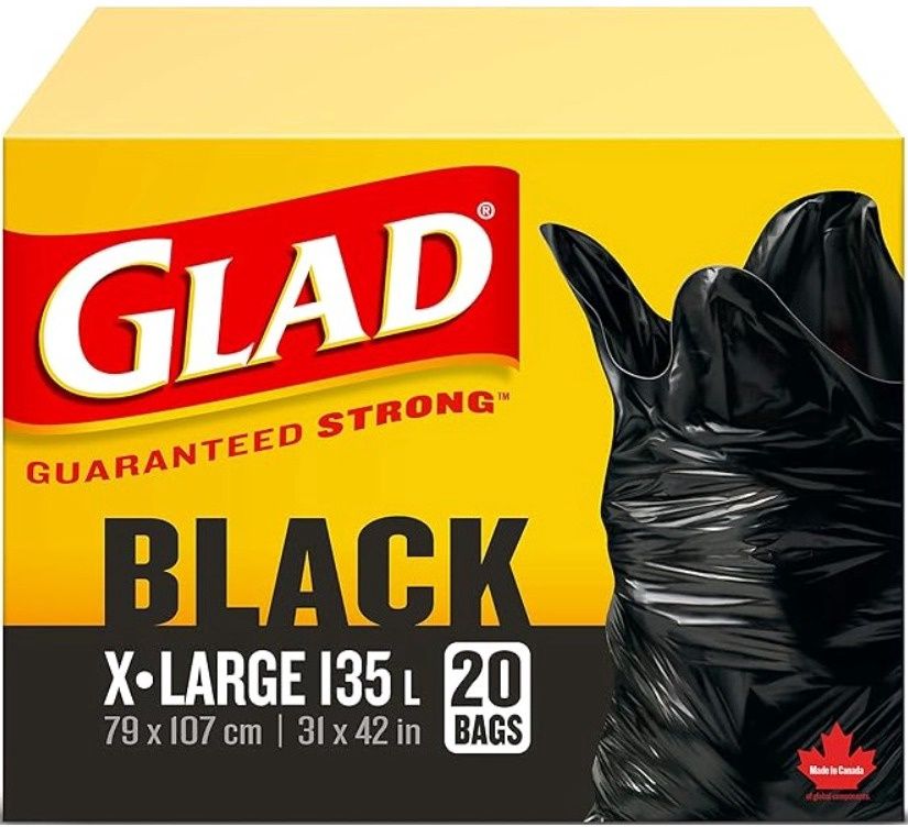GLAD BLACK X-LARGE 135L 20BAGS