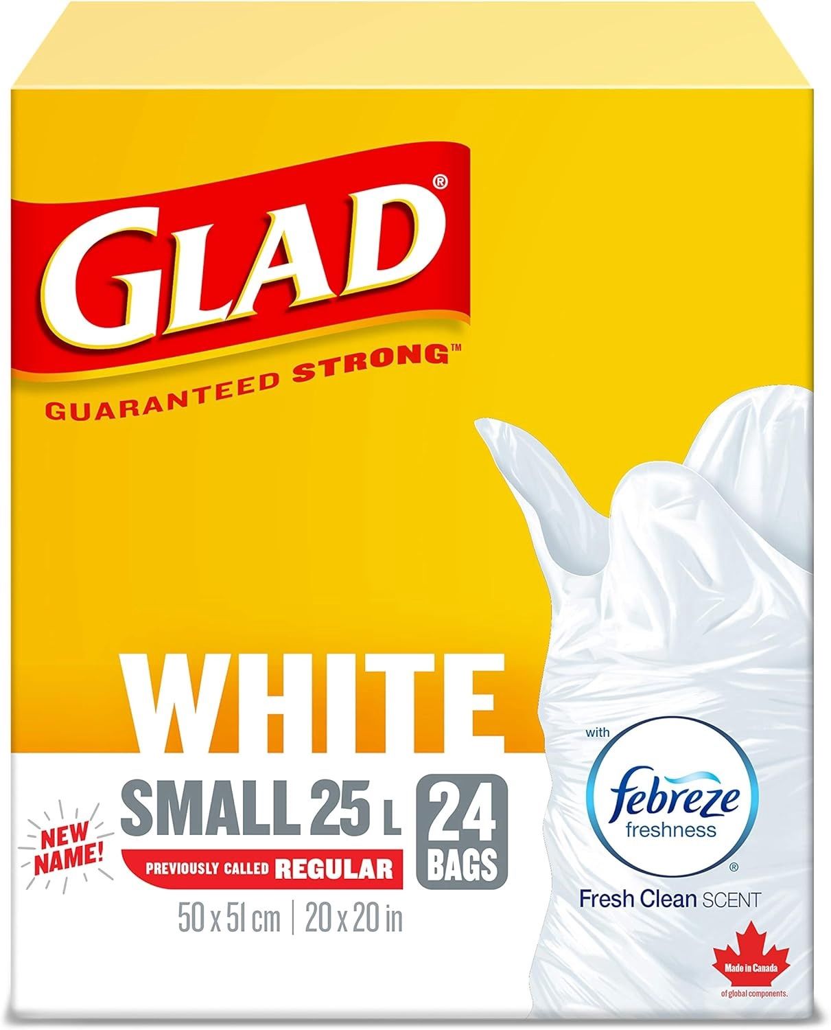 GLAD WHITE FEBREZE SMALL 25L 24BAGS