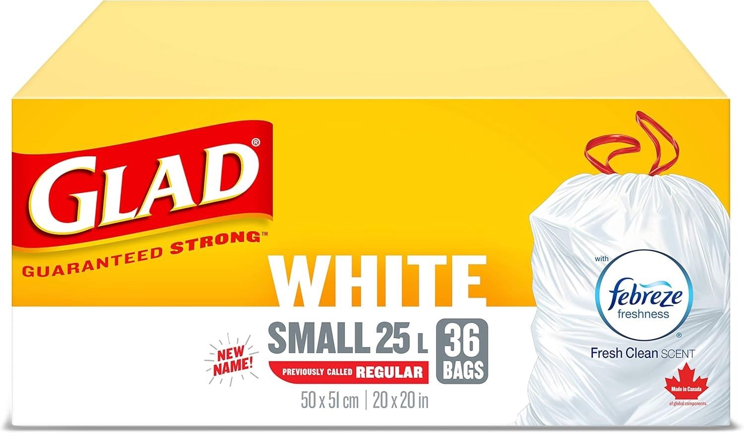 GLAD WHITE SMALL FEBREZE 25L 36BAGS