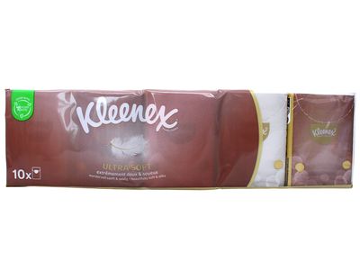 KLEENEX ULTRA SOFT POCKET TISSUES (10 PACK)