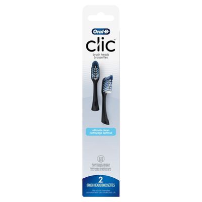 ORAL-B CLIC REPLACEMENT BRUSH HEADS (2PACK) BLACK