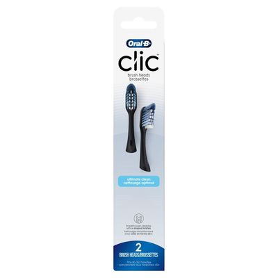 ORAL-B CLIC REPLACEMENT BRUSH HEADS (2PACK) BLACK