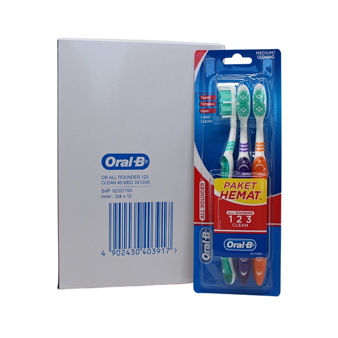 ORAL-B TOOTHBRUSH 3WAY CLEAN ALL AROUND (MEDIUM) (3PACK) (BOX OF 12)