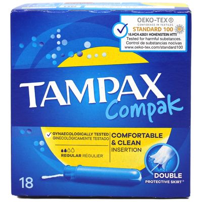 TAMPAX COMPAK TAMPONS REGULAR 18'S