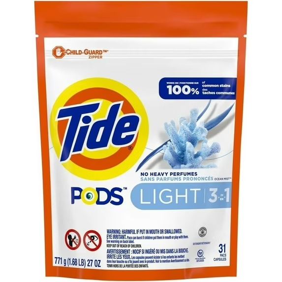 TIDE PODS LIGHT 3-IN-1 OCEAN MIST 31PACS