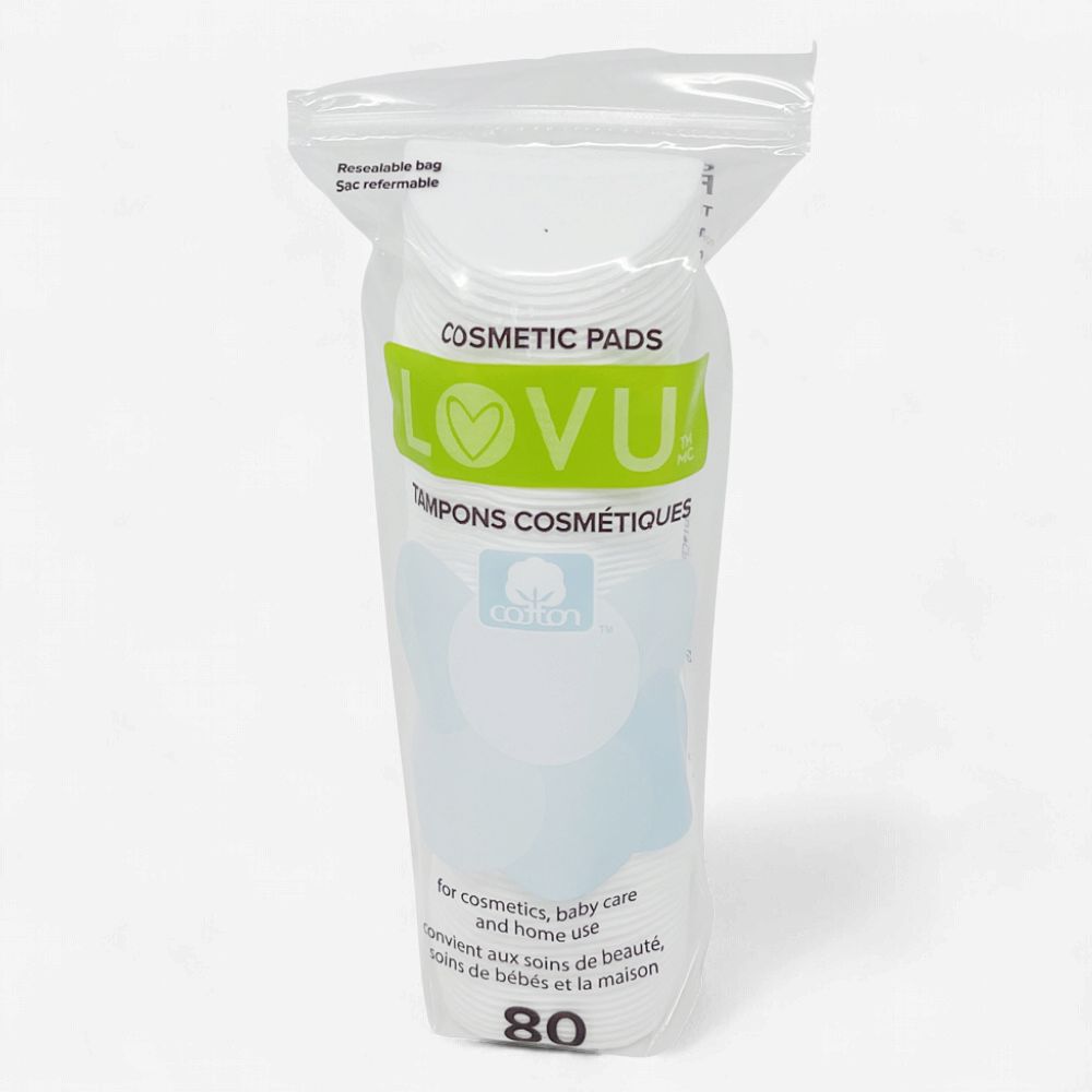 LOVU COTTON COSMETIC PADS 80'S (RESEALABLE BAG)