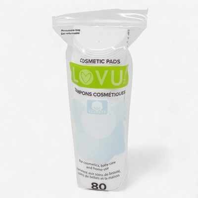 LOVU COTTON COSMETIC PADS 80'S (RESEALABLE BAG)