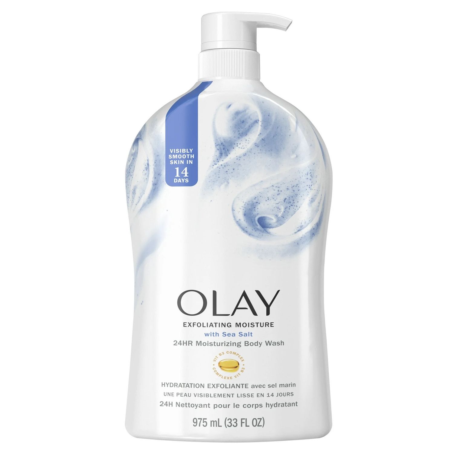 OLAY MOISTURIZING BODY WASH 975ML EXFOLIATING SEA SALT